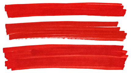 Set of red marker paint texture. Stroke isolated on white background - obrazy, fototapety, plakaty