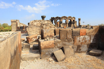 Ruins of Zvartnos temple in Armenia	
