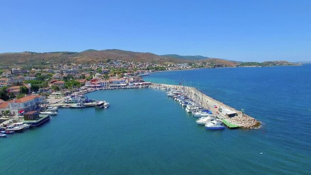 Urla harbor aerial landscape 