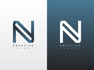 Letter N unique, modern and minimalist vector logo template. 