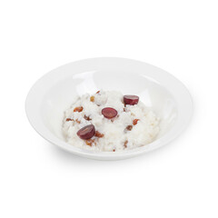 Porridge on a white plate isolated