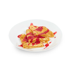 Pancakes on a white plate isolated