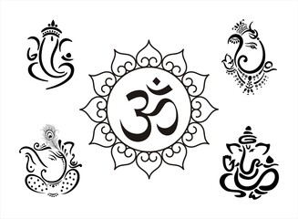 Ganesha, Aum, Hindu wedding card, Diwali, India	