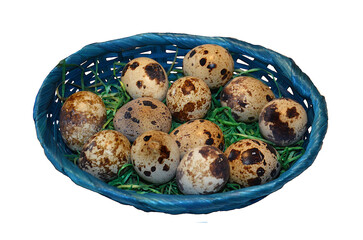quail eggs in a basket