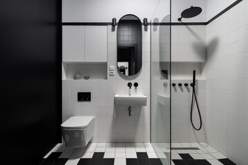 Modern black and white bathroom