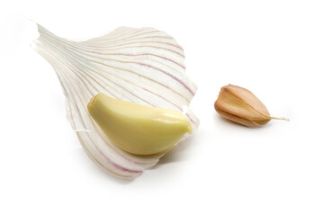 Garlic segment isolated on white