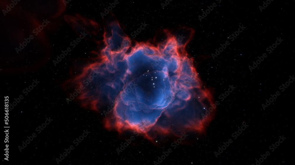 Wall mural cosmic nebula in space among stars and galaxies. gas dust clouds nebula in outer space. birth and ex