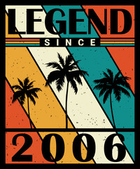 Fototapeta premium Legend Since 2006 16th Birthday Retro Vintage Palm tree T-Shirt