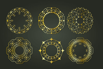 luxury royal golden ornamental floral decorative element motif graphic design circular mandala