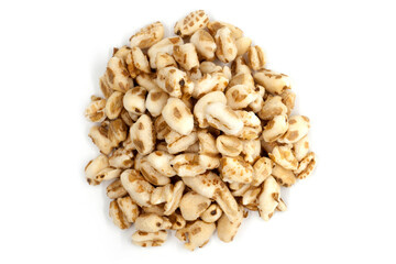 Puffed wheat isolated on white background - top view