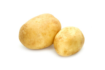 Two potatoes isolated on white background