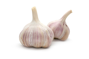 Two raw garlic isolated on white