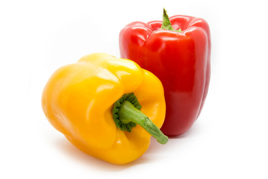  Yellow & red Bell Pepper isolated on white background