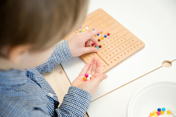 Montessori Beads Board. Learning to count and write numbers, prepare child for mental arithmetic,...