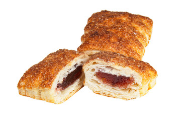 Puff pastries baked cookies isolated on the white background