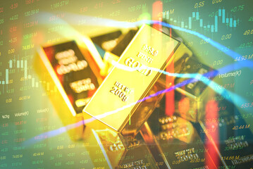 Gold bars financial business economy concepts, wealth and reserve success in business and finance,...