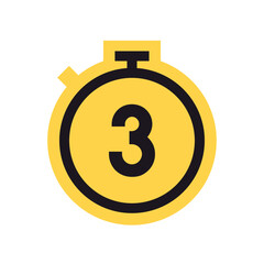 Countdown timer and stopwatch yellow symbol flat vector illustration.
