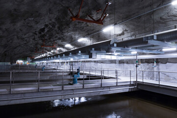 Stockholm, Sweden, A sedimentation tank at a wastewater treatment plant.