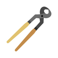 Color icon of the pliers tool. A tool in the form of lever forceps for clamping, gripping material or products during their processing. Vector illustration isolated on a white background for design.