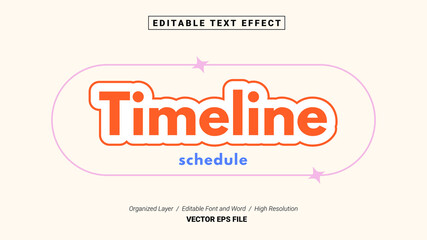 Editable Timeline Font. Typography Template Text Effect Style. Lettering Vector Illustration Logo.
