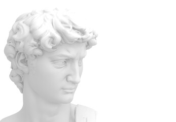 3d rendering illustration of David statue close up isolated on white