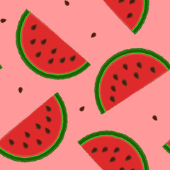 Bright Decorative Seamless Pattern With Slices of Watermelon. Perfect for Gift Paper, Textile etc.