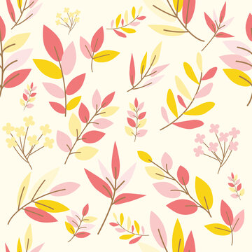 spring cute botanical leaf seamless for fabric pattern