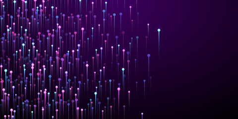 Futuristic vertical line streams data flows