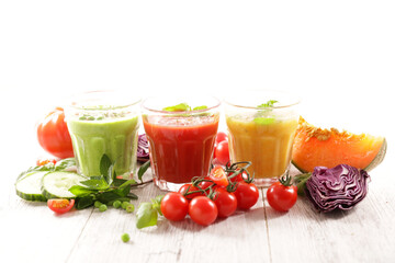 assorted of vegetable smoothie or gazpacho