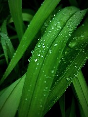 dew on a leaf, green leaf, raindrops, spring rain, forest