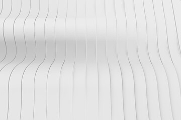 Wavy white band abstract surface 3d rendering. Minimalist background visualization for web, landing, flyer, card, fabric print, and business presentation