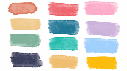 Set of pastel colorful watercolor brush isolate on white, vector.
