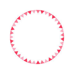 Round pastel frame with triangle pennant pattern design. Simple minimal Valentine's Day decorative element.