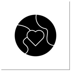 Love glyph icon. International peace and love. Love concept. Filled flat sign. Isolated silhouette vector illustration