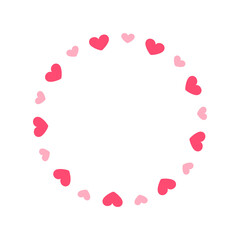 Round pastel frame with heart pattern design. Simple minimal Valentine's Day decorative element.