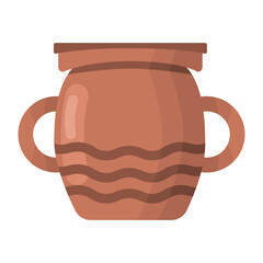 Brown flower pot on white background in flate style. Vector image