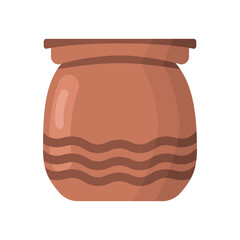 Brown flower pot on white background in flate style. Vector image