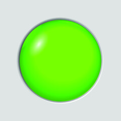 Green button isolated on a white background. 3d rendering