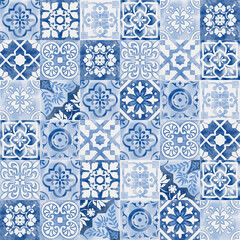 Traditional portuguese decorative tiles. Seamless pattern. Illustration for design, print, fabric or background.