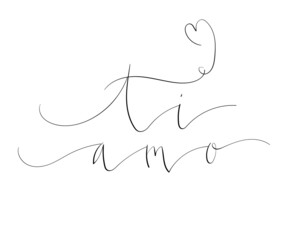 Ti amo - I love you in Italian handwritten lettering vector illustration