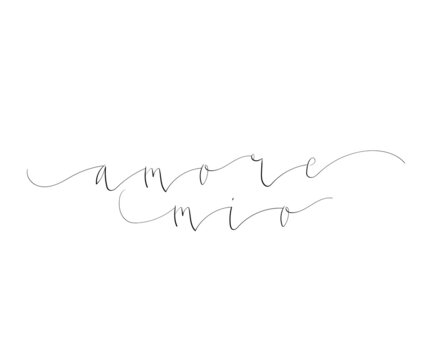 Amore mio - My love in Italian handwritten lettering vector illustration