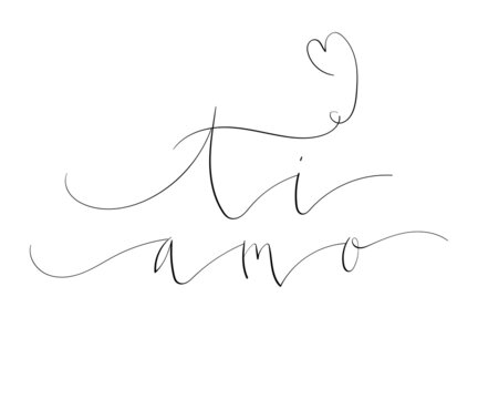 Ti amo - I love you in Italian handwritten lettering vector illustration