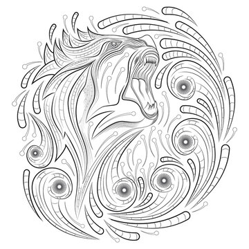 hand drawn zentangle and doodle style dragon
