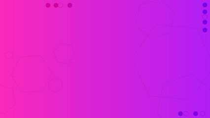 Abstract gradient purple background with outlined pentagon shapes and circles. Vector stock illustration.