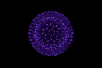 Monkeypox virus model, purple color. Epidemy, pandemy concept. 3d render