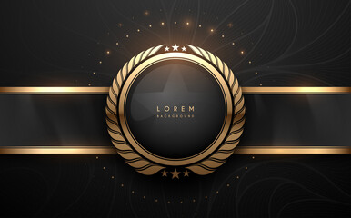 Abstract golden circle wreath with stars background