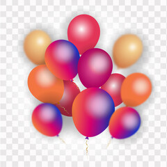 Garland of brightly colored balloons, festive balloons. Realistic vector