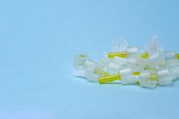 Insulin needles macro soft focus isolated with copy space