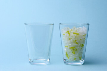 Hidden carbohydrates and glass of insulin needles