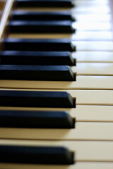 Piano keys close up
